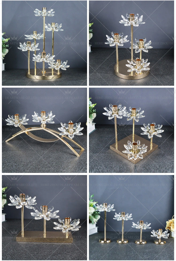 European-Style Golden galvanoplastia artesanal pétalo candelabro de hierro la decoración del hogar Fábrica de accesorios de boda personalizado