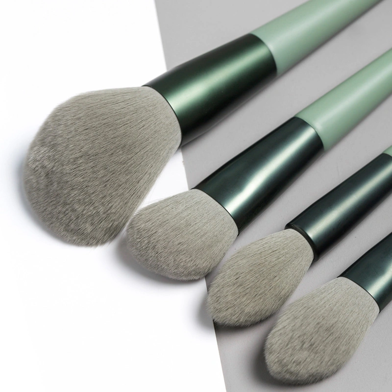 13PCS Spring Green Makeup Brush Set with Velvet Drawstring Pouch Bag Beauty Make up Brushes