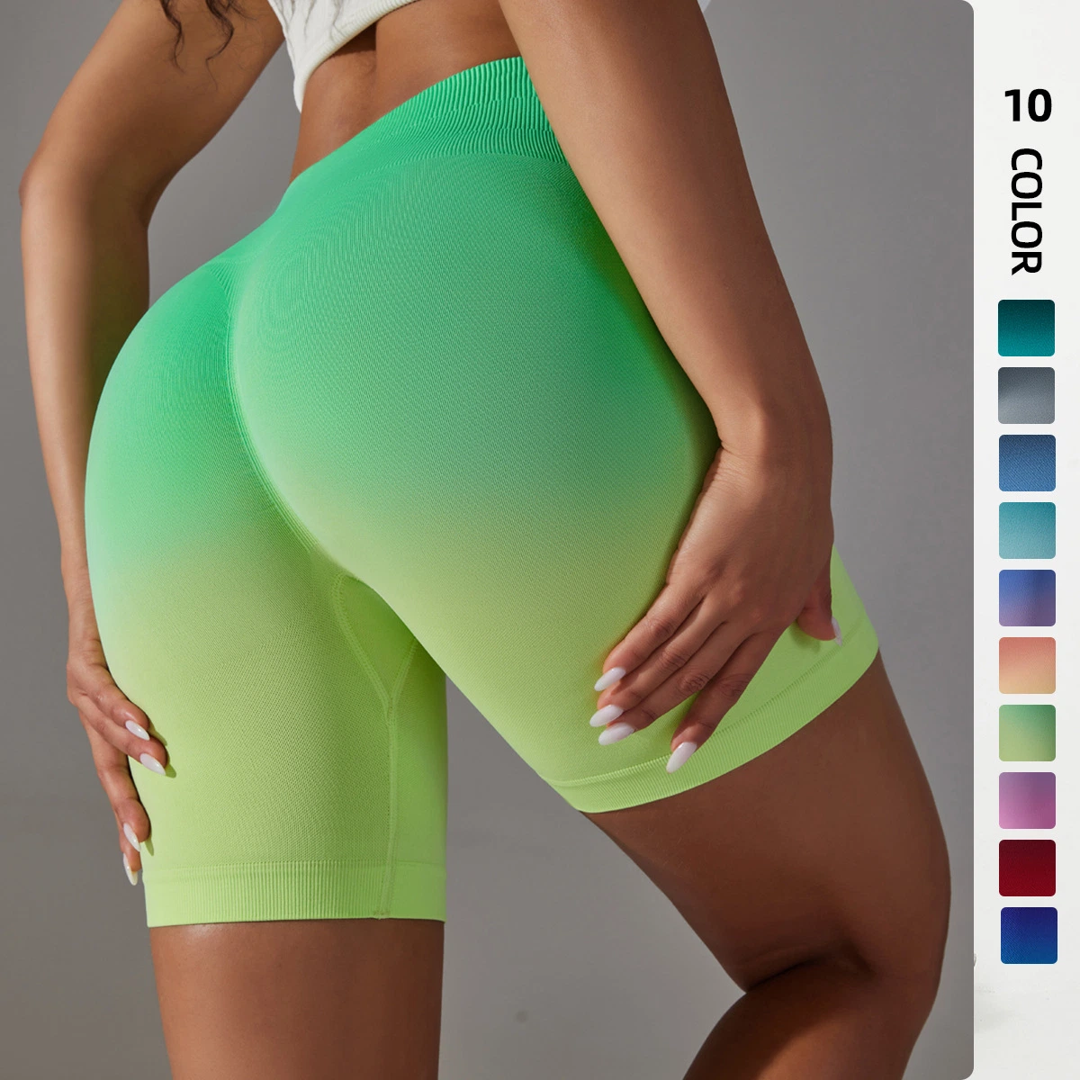 Tights de treino 10 Gradient Colors Sports Running Shorts para mulher sem costuras Calças de ginásio