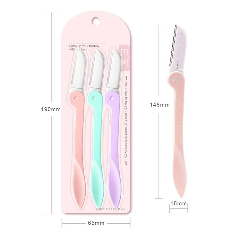 Best Sale 3 Color Eyebrow Trimming Safety Foldable Eyebrow Hair Remover Eyebrow Razor Trimmer