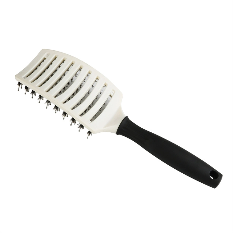 Factory Custom Nice Design Professional Antistatic Paddle Curved Vent Nylon Hair Detangler Brush