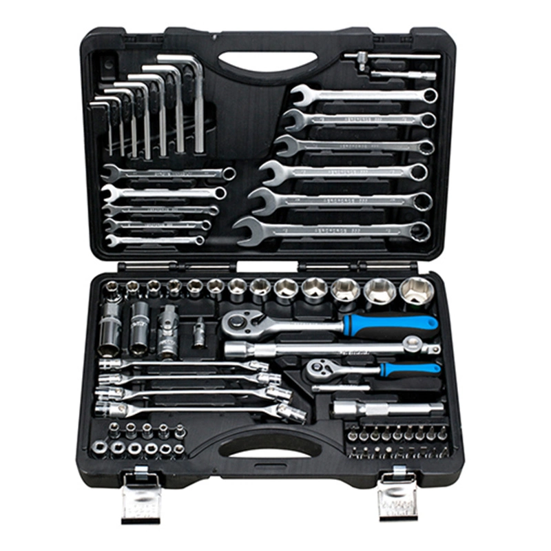 Fixtec Hand Tool Portable Universal 77PCS Car Repair Tool Kit Fixed Head Combination Ratchet Spanner Wrench Set with Plastic Box