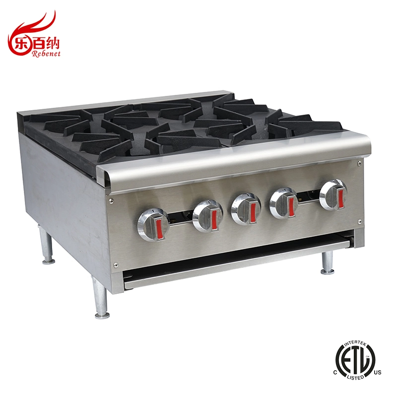 Table de cuisson à 4 brûleurs, gamme de gaz, acier inoxydable, pour Équipement de cuisine commercial (GHP-4W)