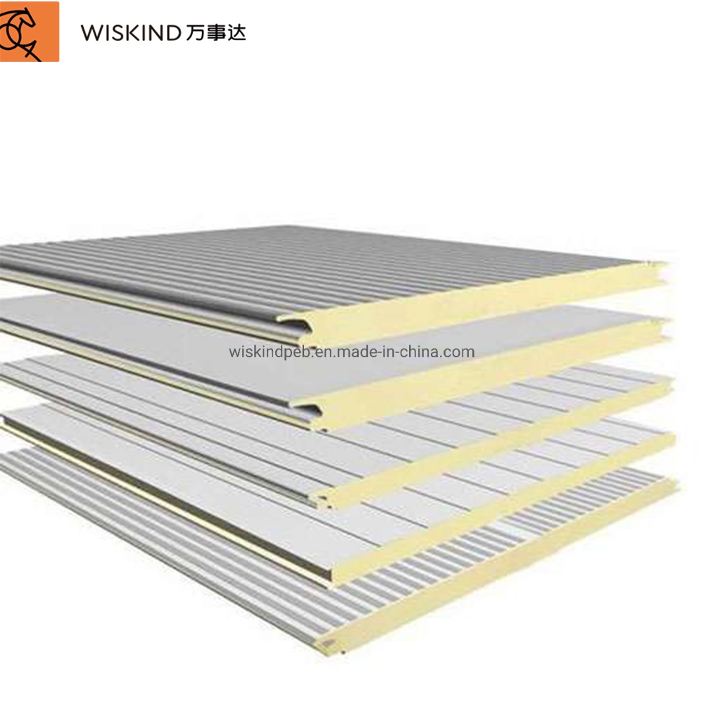 50mm/75mm/100mm/150mm Fireproof Insulated Soudproof EPS/PU/PIR/PUR/Polyurethane/Rock Wool Sandwich Panels for Roof and Wall Panel with ISO/CE/FM Approved