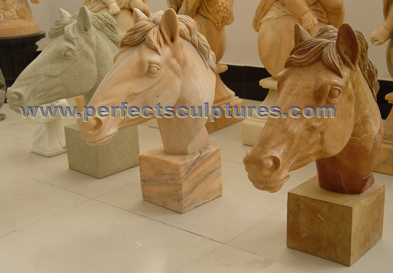Indoor Life Size Carved Stone Animal Statue Natural Marble Carving Horse Head Sculpture for Garden Decoration (SY-B161)