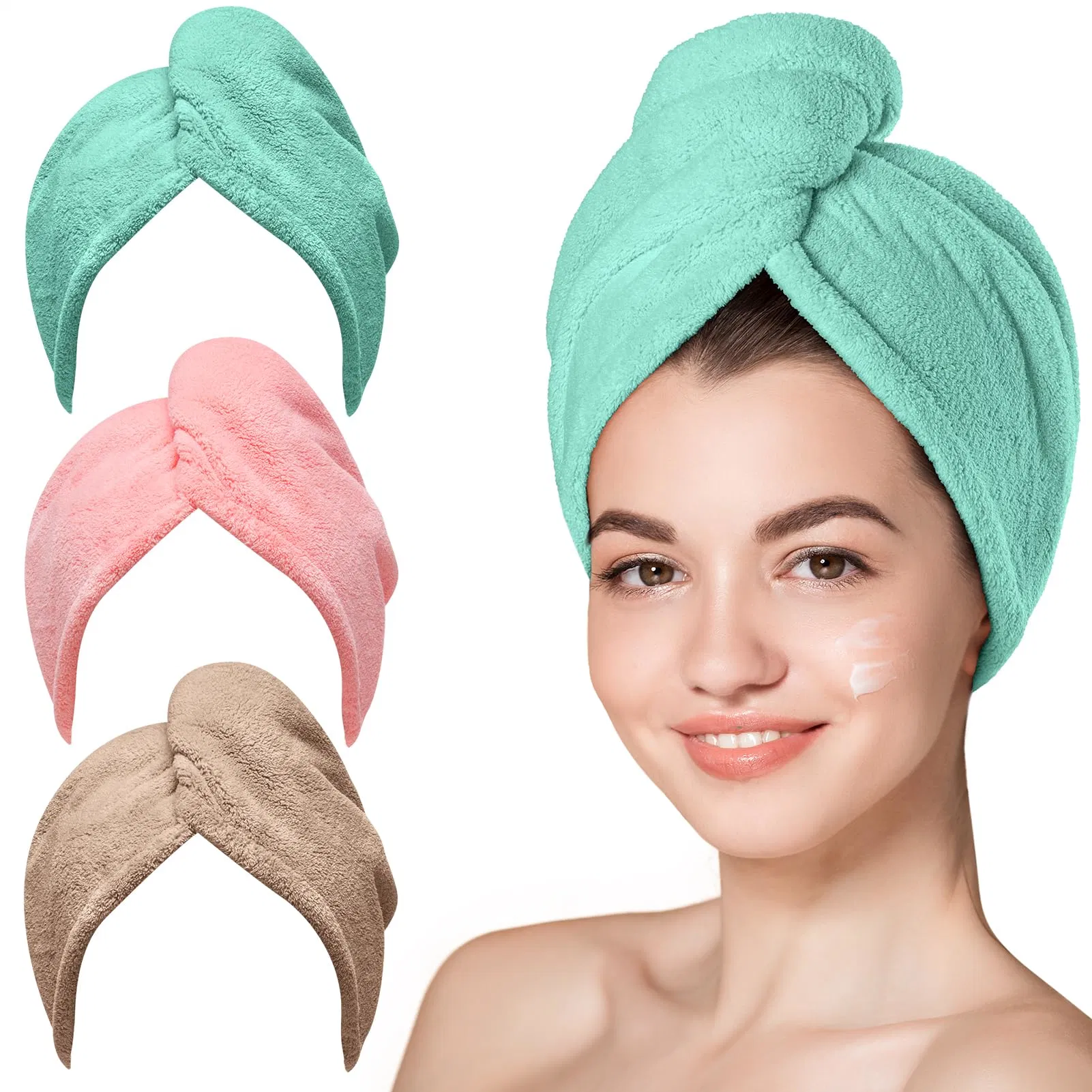 Microfiber Towel Anti Frizz Drying Wrap Curly Wet 3 Packs Hair Turbans