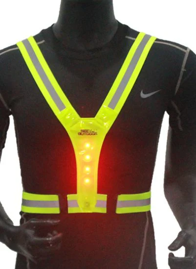 Chaleco reflectante con LED elástica ajustable portátil equipamiento de seguridad chalecos de tráfico de hombres, mujeres noche corriendo a pie Ciclismo Ciclismo Chaleco de Advertencia de visibilidad