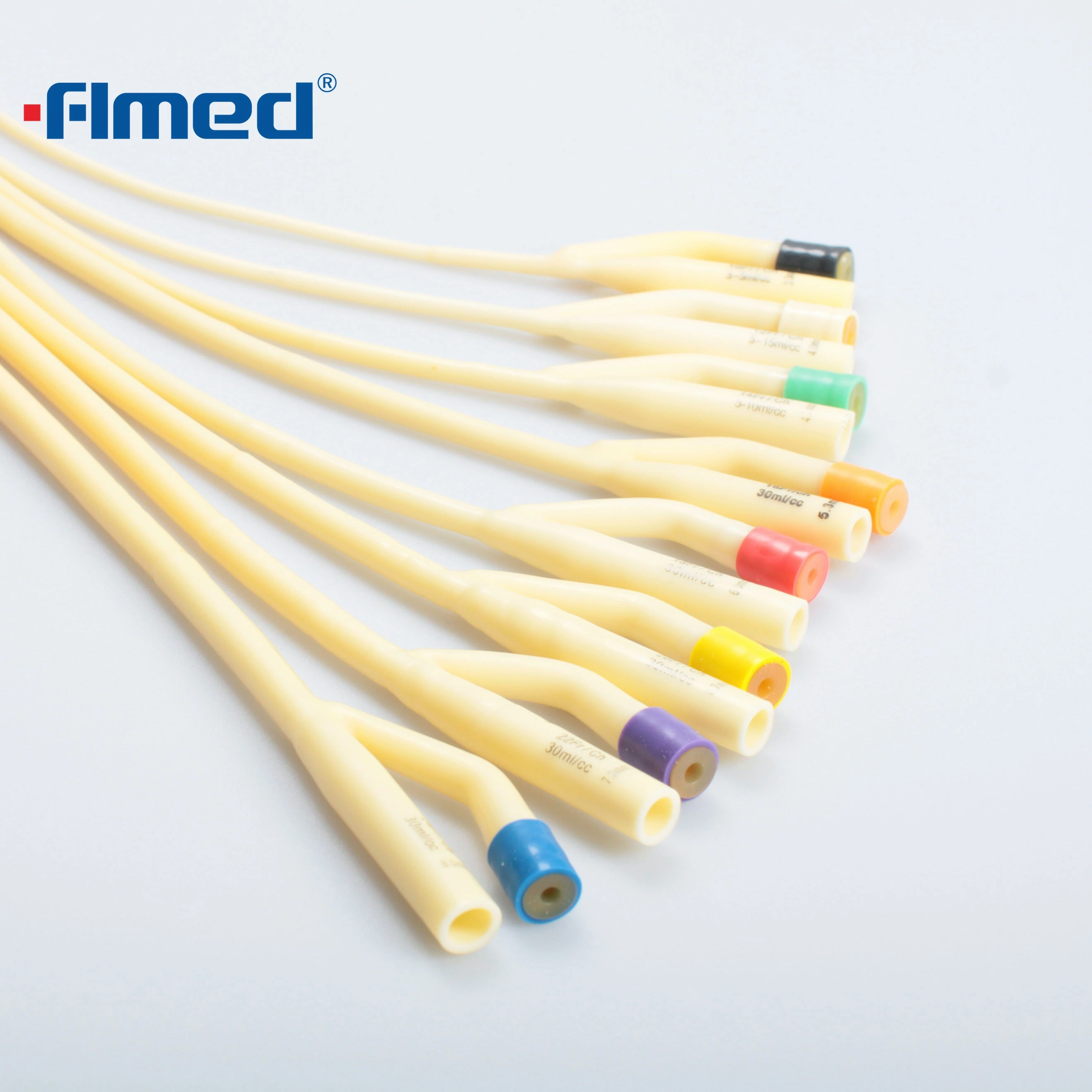 Medical Disposable Silicone Coated Latex Foley Male Catheter with Water Pouch