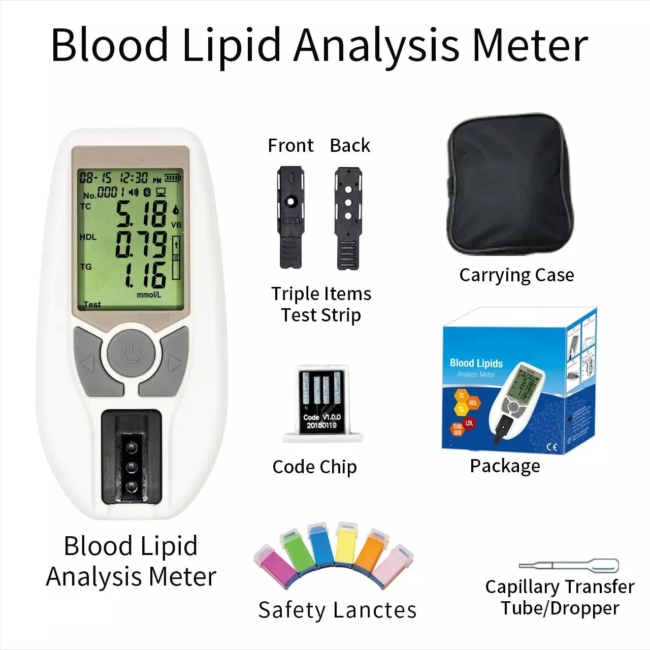 Best Selling Multifunctional 3 in 1 Portable Digital Professional Cholesterol Triglycerides Blood Sugar Lipids Profile Test Meter