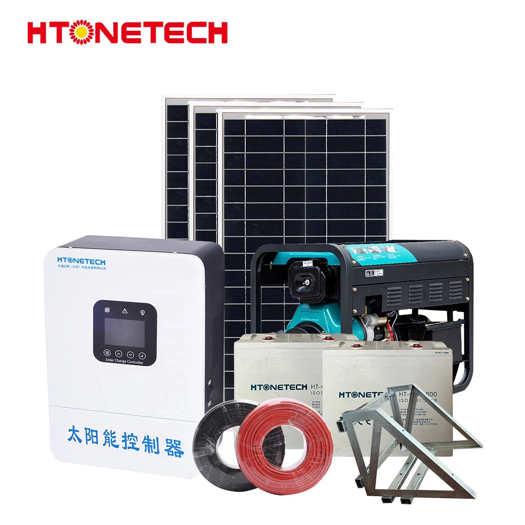 Htonetech off Grid Portable Solar Power Systems China Solar Cells Monokristallines Silizium 13,5kVA Diesel Generator System Photovoltaik 10kw Hybrid Solar System