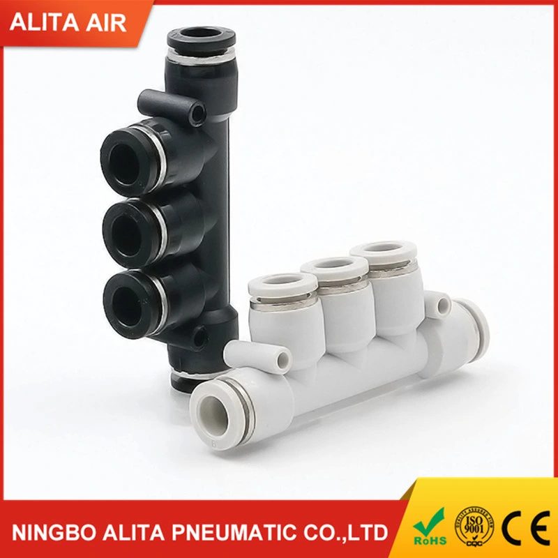 Pkd Series 5 Way Thread Plastic Pneumatic Air Hose Connector Pipe Fitting