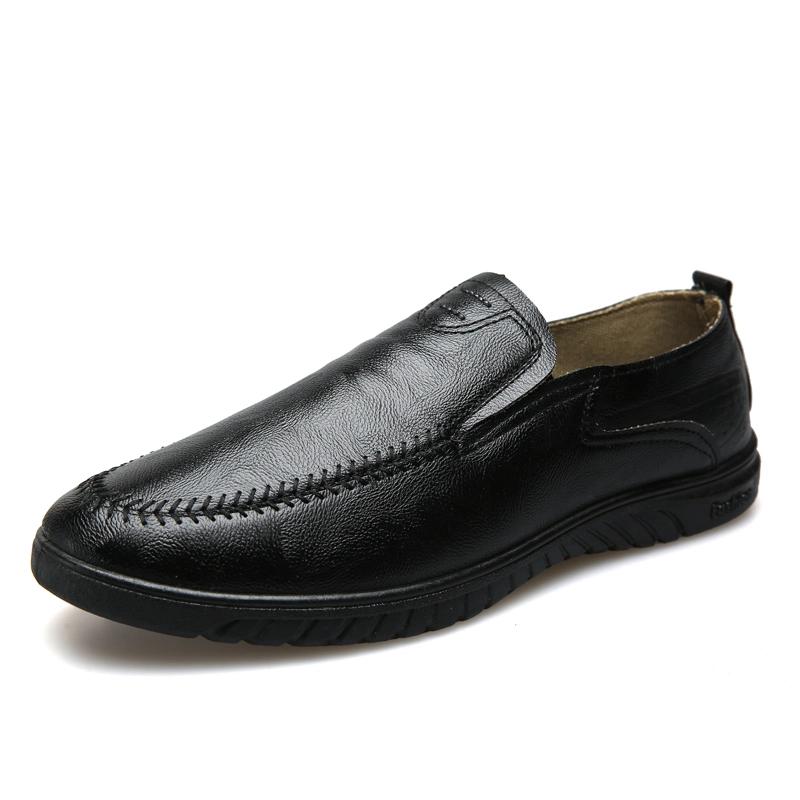 Male Brown Black PU Leather Customize Logo Slip on Lightweight Business Office Dress Formal Party Casual Driving Soft Shoes for Men