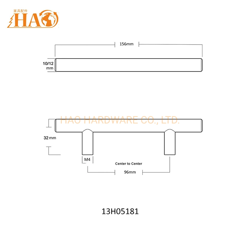 Furniture Fitting T-Bar Stainless Steel 201 Handle