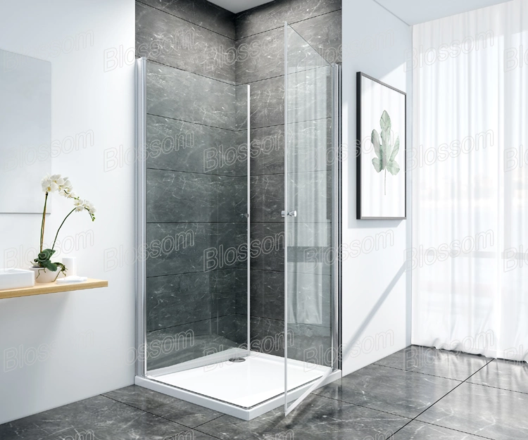 6mm Corner Entry Swiveling 180 Pivot Swing Door Bathroom Frameless 2 Sided Simple Glass Shower Room