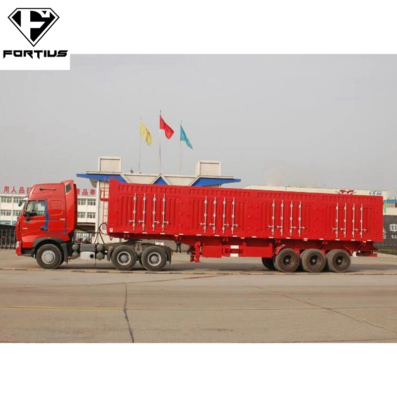 Chine Fabricant 80 tonne 100tonne capacité camion latéral de déchargement de l'emballage Fournisseur de semi-remorque à vérin hydraulique