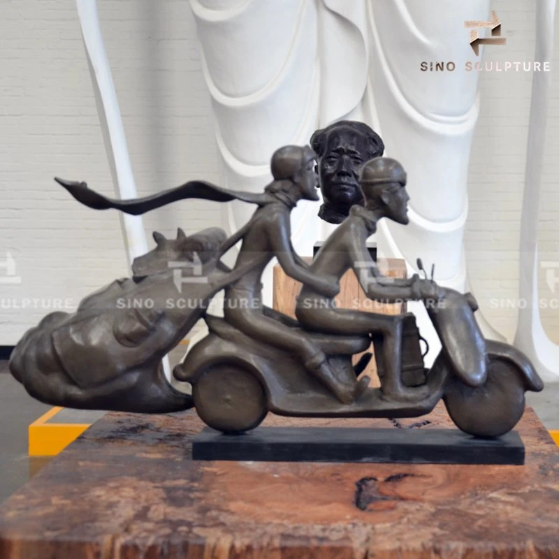 Escultura de fundición de bronce decorativo para motocicletas