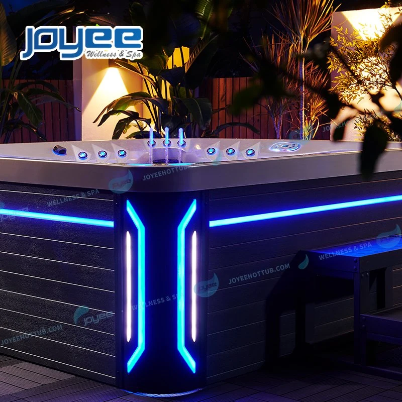 Joyee Nuevo diseño de fuente LED al aire libre Bañera de hidromasaje de masaje de hidroterapia independiente con buen precio de fábrica