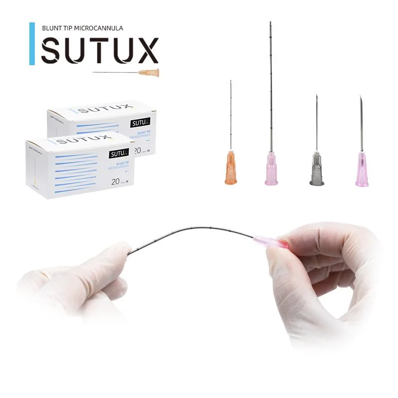 Sutux CE Certification Dermal Filler Micro Cannula 18 21 22 23 25 27 Gauge Needle for Ha Filler Syringe