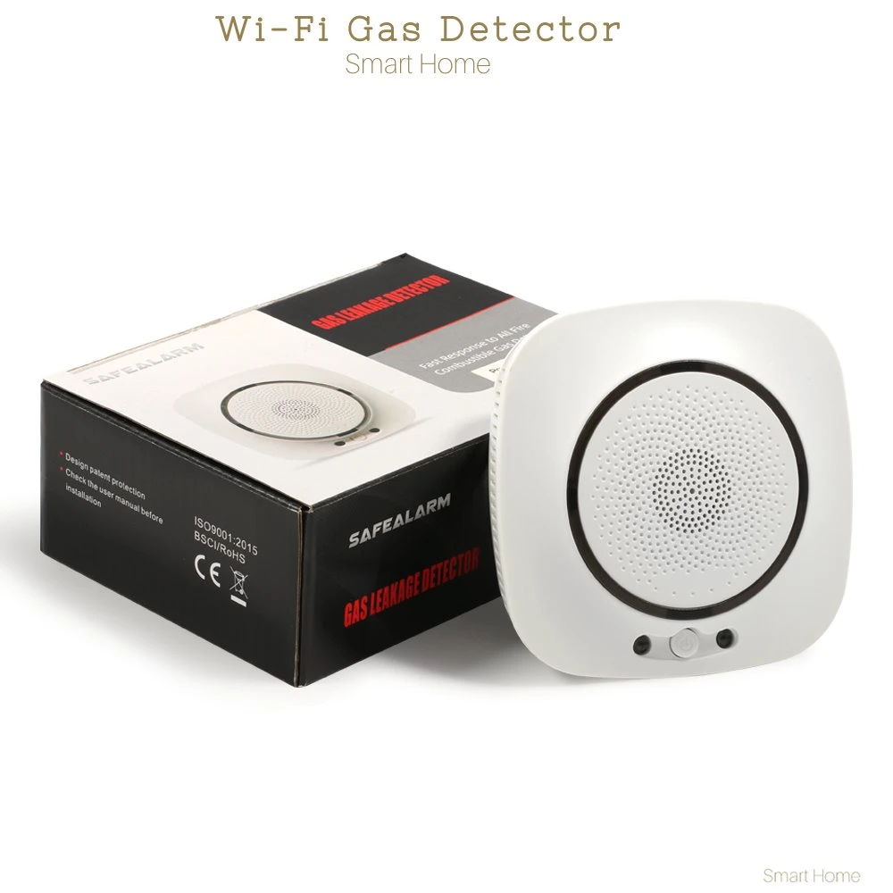 Combustible Flammable LPG Natural CH4 Methane Automatic Tuya Smart WiFi Gas Leak Smoke Detector Alarm