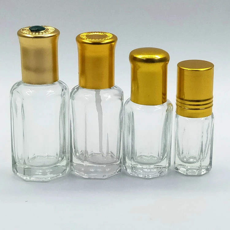 5/10/30ml Clear Bottle Perfume Essential Oil Roller on Glass Bottle with Metal Ball Lid of Aluminum Custom Cap Diamond Decoration