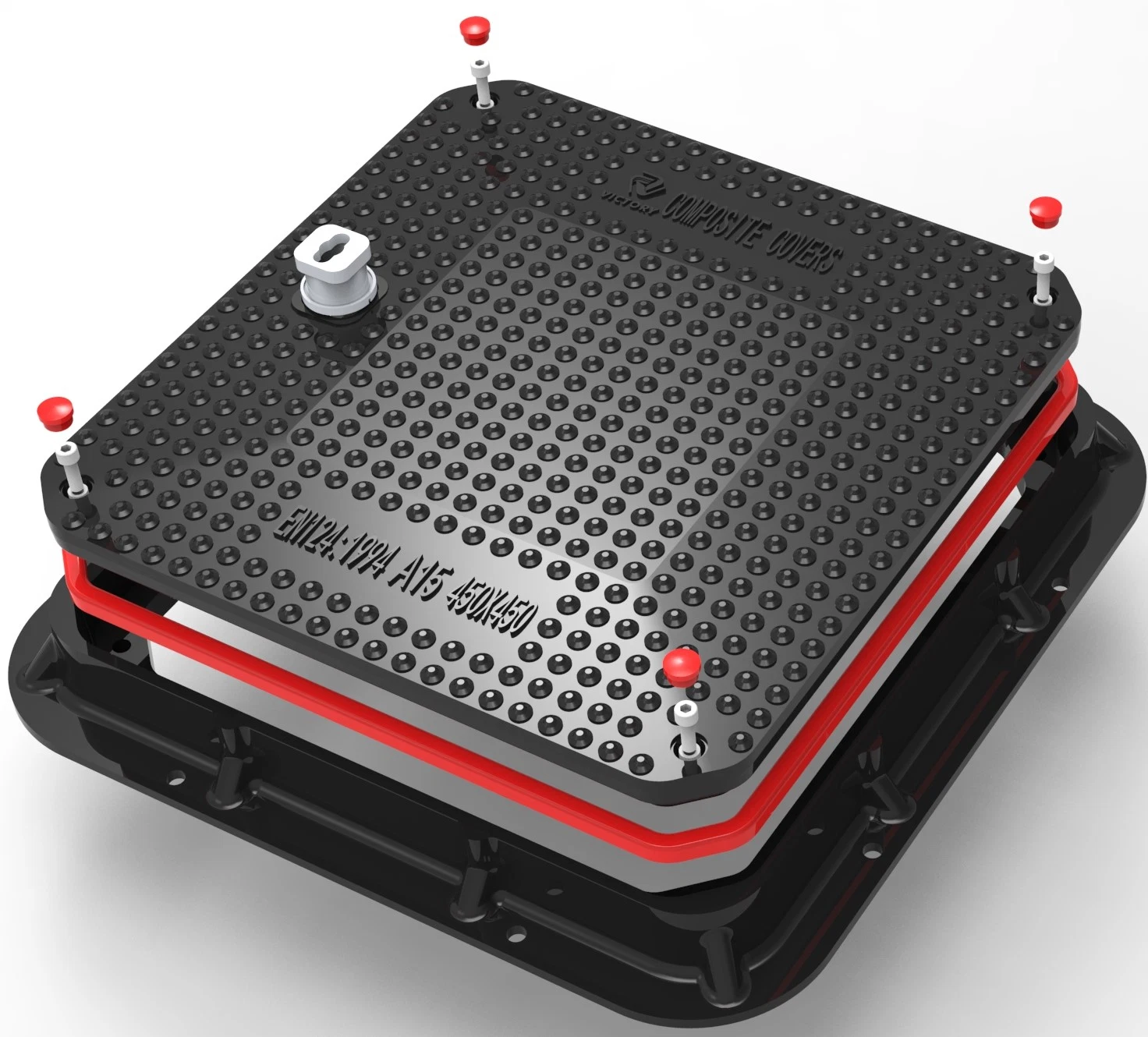 Hochwertige En124 SMC Composite Sealed Elektrische Mannlochabdeckungen FRP GFK wasserdichte quadratische Abdeckungen aus Faserharz Polymer Verriegelung Mannloch Sicherheitsabdeckungen