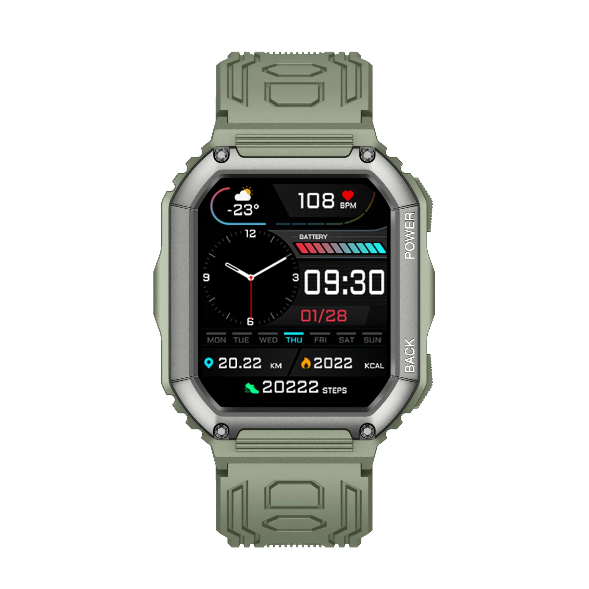 Kr06 1,8inch IPS HD Sports Ver Bt Music Play Heart Calificar Smartwatch