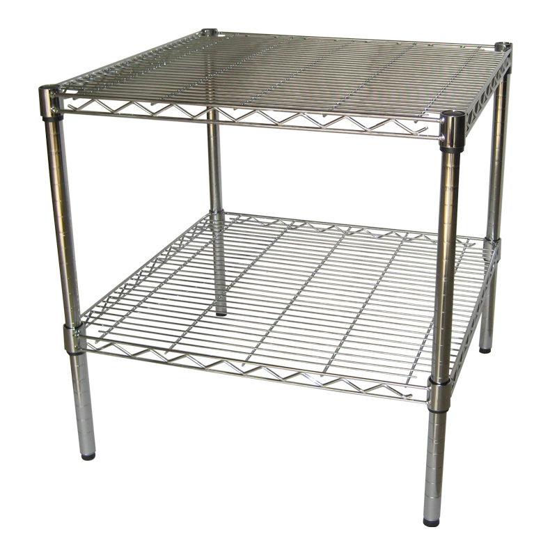 Small 2 Tiers Square Metal Wire Shelf Supermarket Grocery Promotional Rack on Table