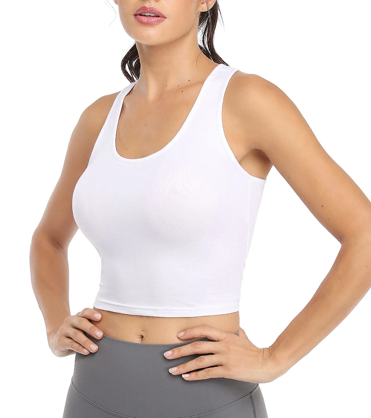 High Quality Cotton Workout Crop Tank Women Athletic Shirts Racerback Yoga Top