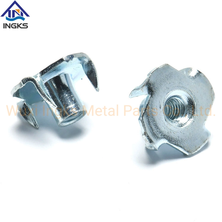 China Manufacturer Carbon Steel Zinc Plated Self Lock Four Prong Claw Tee Nut