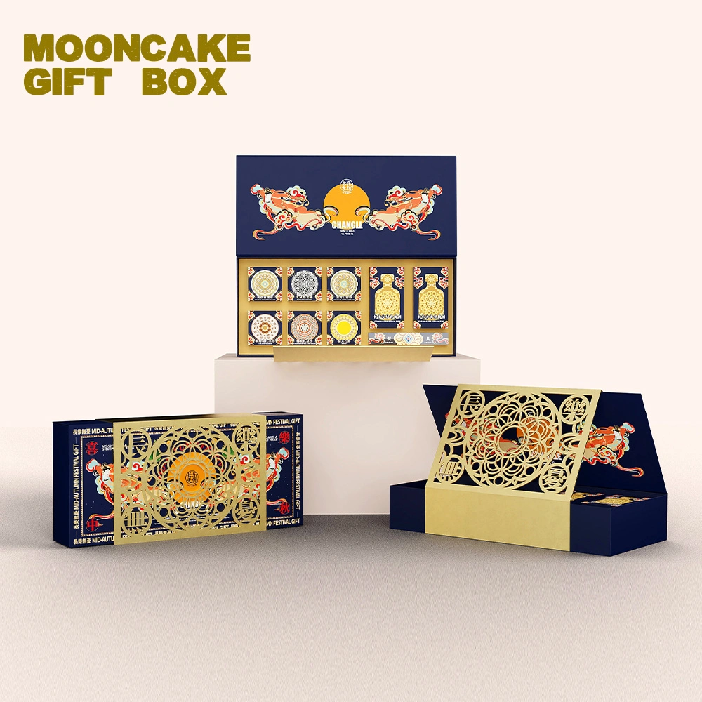 Diseño personalizado impreso A MEDIADOS de otoño Festival cajas de regalo Caja de embalaje para Pastel de luna