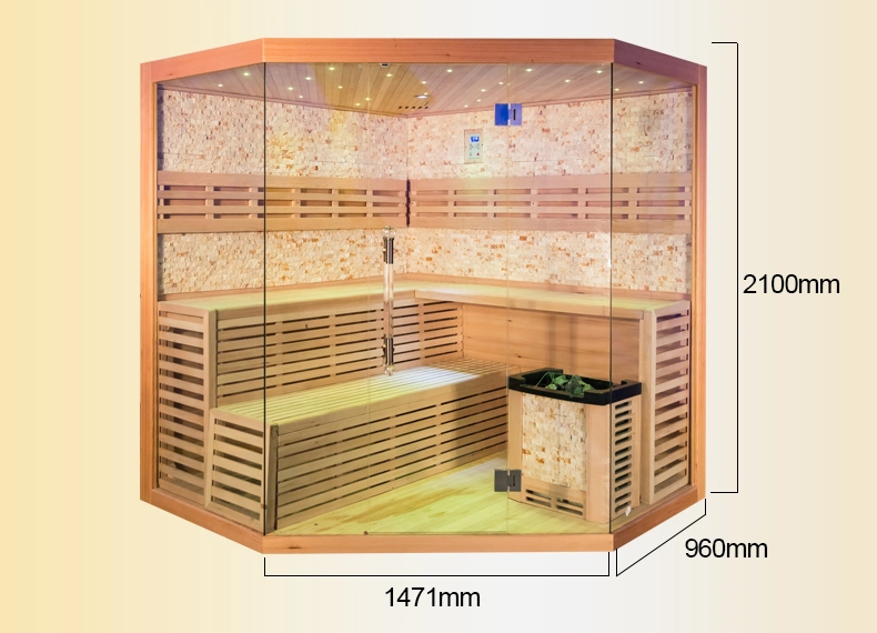 New Design Dry Steam Sauna Room Indoor Wood Sauna with Glass Door for Sale