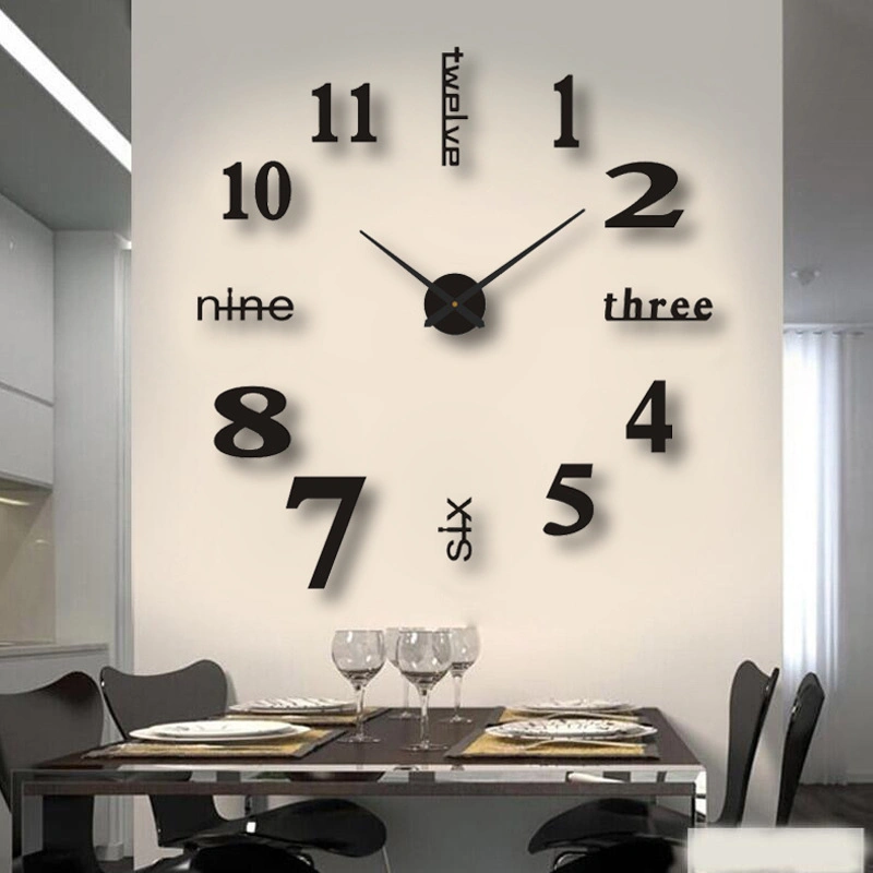 Cross-Border Black Creative Silent Simple DIY Living Room Three-Dimensional Wall Clock