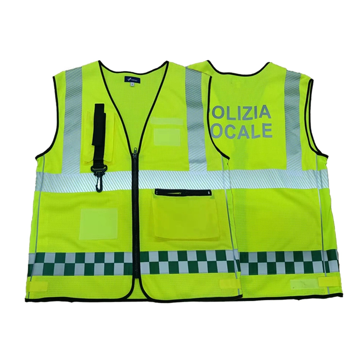 Construction Custom Clothing Guard Reflective Polizia Security Hi-Vis Safety Vest