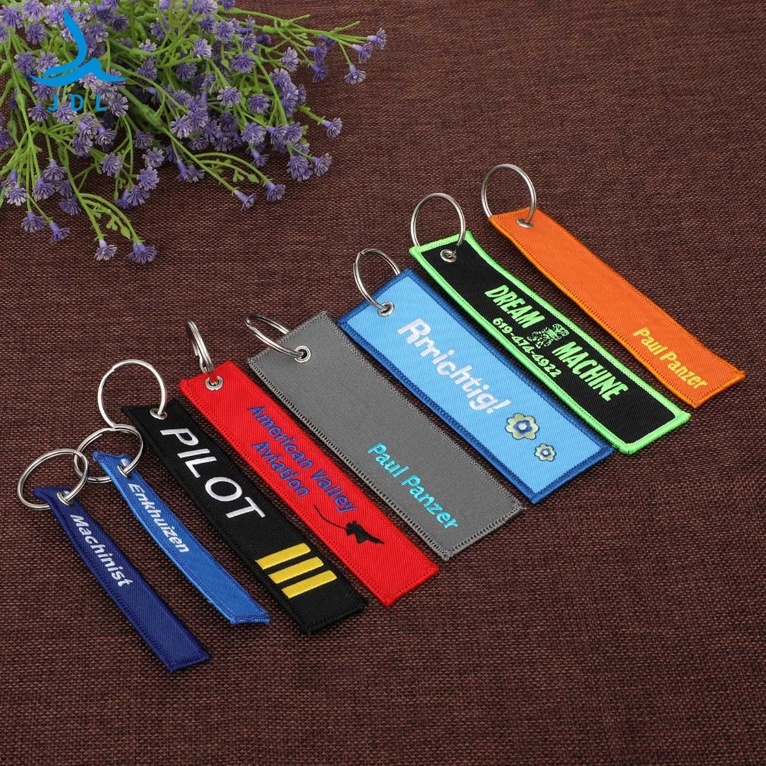 Promotion Metal Fabric Embroidery Shoulder Board Ring Motorcycle Resin Christmas Gift Factory Wooden Embroidered Woven Keychain