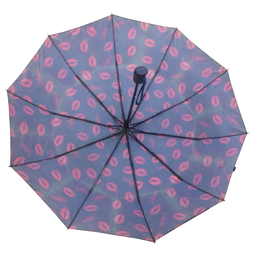 Lips Sun Umbrella Ladies Simple Solid Color Folding Umbrellas Rain Dual-Use Small Fresh