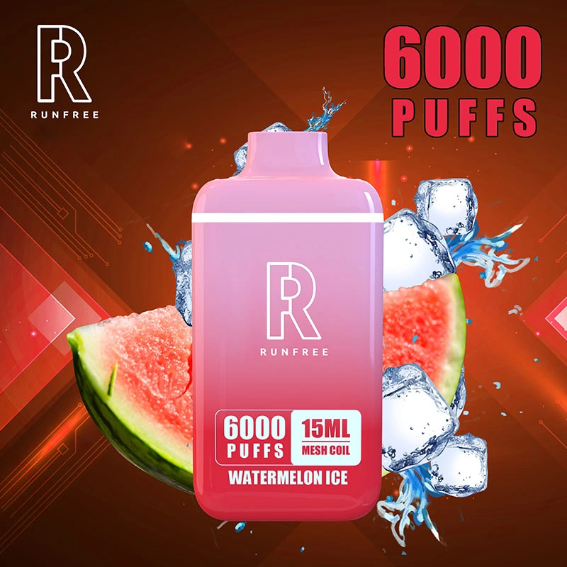 Оптовая торговля Vape Runfree 6000 Puffs перьев фруктов вкус горячих продажи в канун Рождества подарок Vapes аккумулятор E к прикуривателю испаритель Pod курения трубки лучших E CIGS