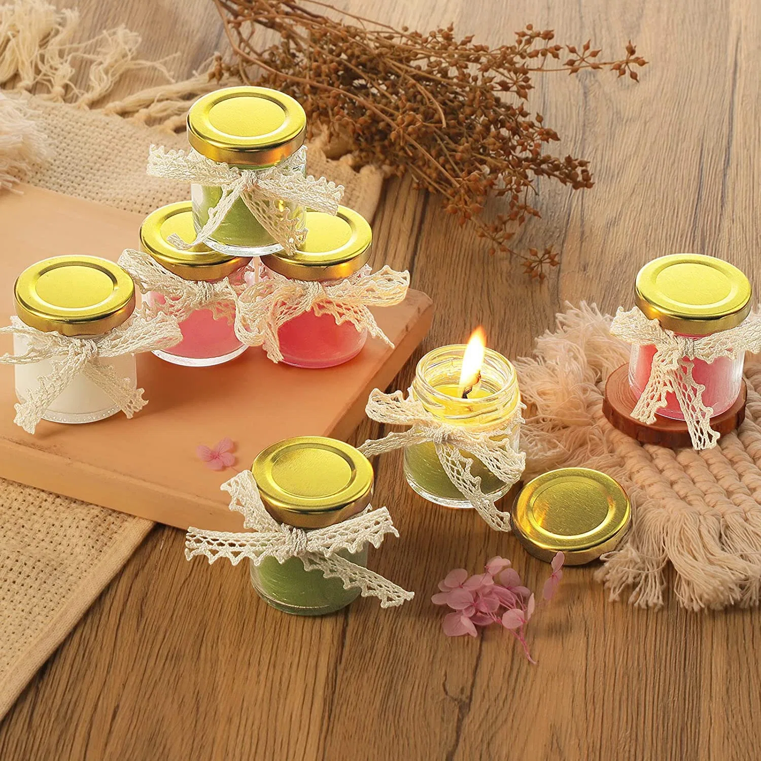 Small 40ml Round Jars Gold Lid Glass Jars for Jam Honey Jelly Wedding Favors Candle Making