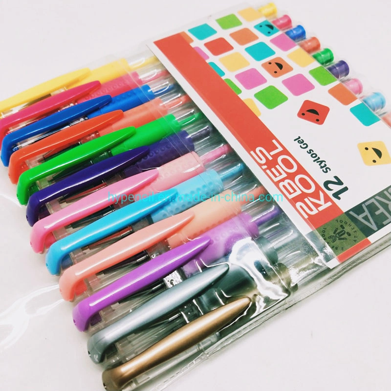 Office School Stationery Art Supplies Set of 12 Gel Pen in PVC Bag
