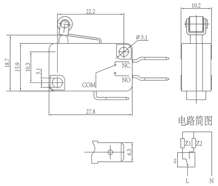 HK-14-16ap Mikroschalter 10A 250V 5e4 TÜV-Zertifizierung ENEC EN61058