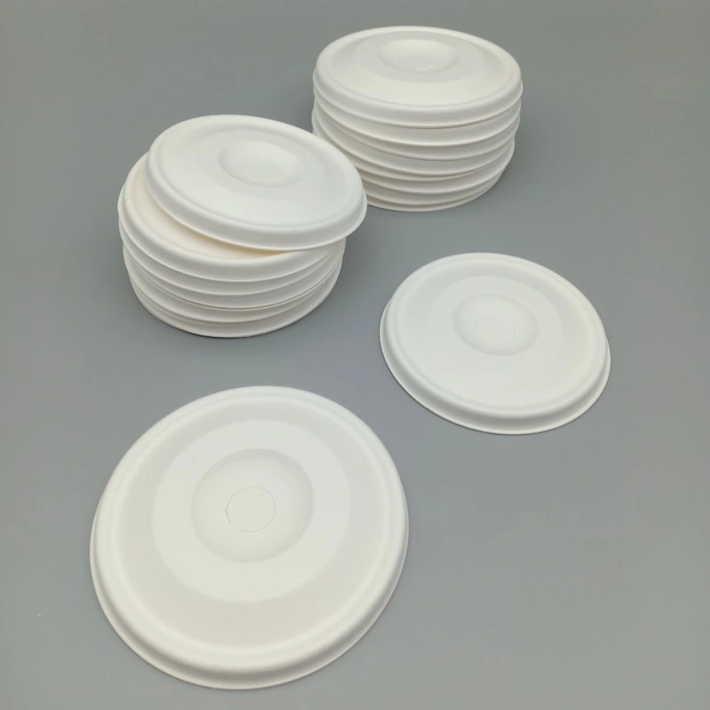 Biodegradable Disposable 90mm Sugarcane Pulp Cold Drink Cup Lid Bagasse Flat Lid