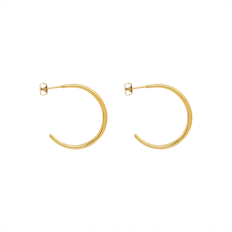 Minimalist Stainless Steel18K Gold Plated Geometric Semicircle C Shape Stud Earrings for Women's