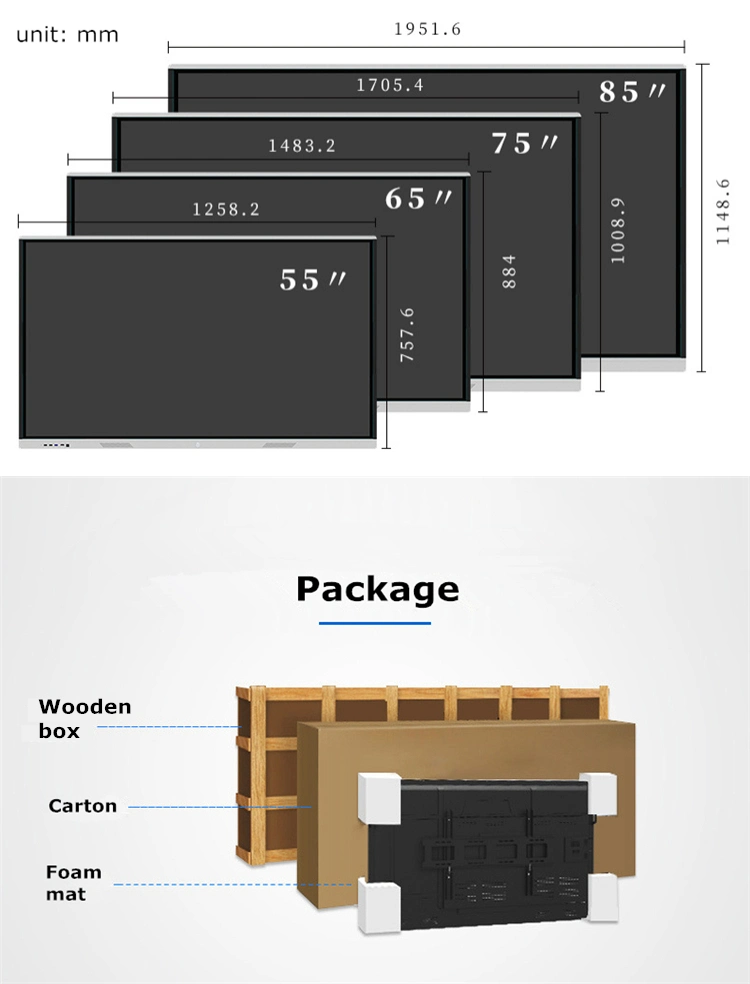 Office Supply 55 65 86 Inch Android/Windows Digital Touch All in One Advertising Display Portable Electronic Interactive Whiteboard