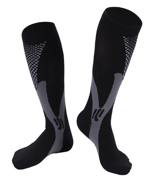 Custom Logo Design Women Nylon Fancy Compression calcetines altos por la rodilla