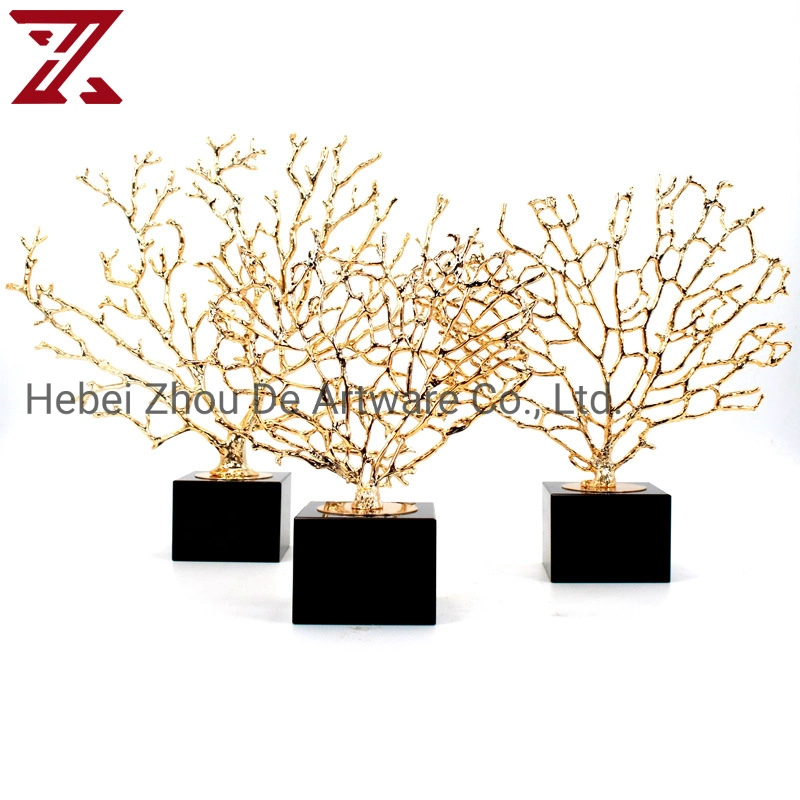 Luxury Coral Ornaments Home Accessories Art Metal Crafts for Living Room Decoration