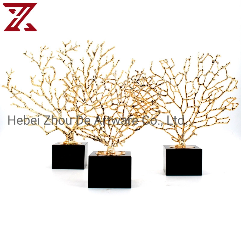 Luxury Coral Cزينات الصفحة الرئيسية اكسسوارات الفن المعادن الحرفية للعيش ديكور الغرفة