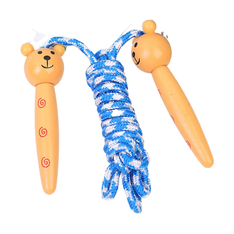 New Children Kid Student Fitness Sport Cartoon Animal Wooden Skipping Rope