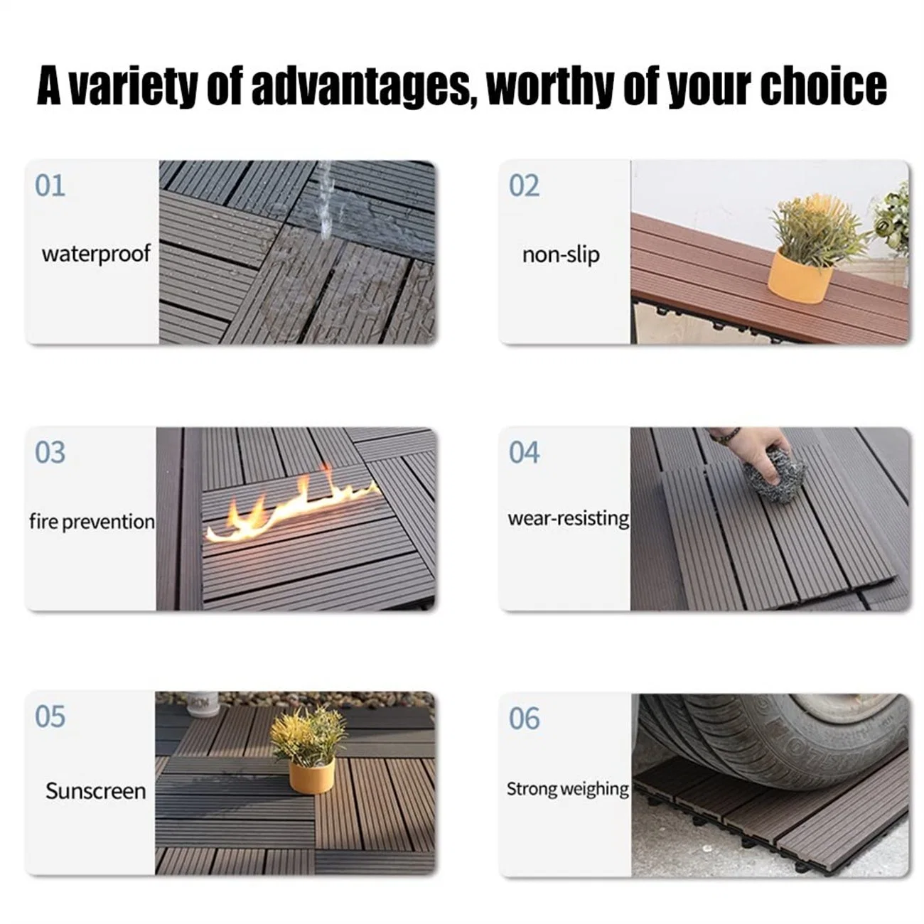 UV Resistant Long Life WPC Decking Outdoor Decking Hollow Waterproof