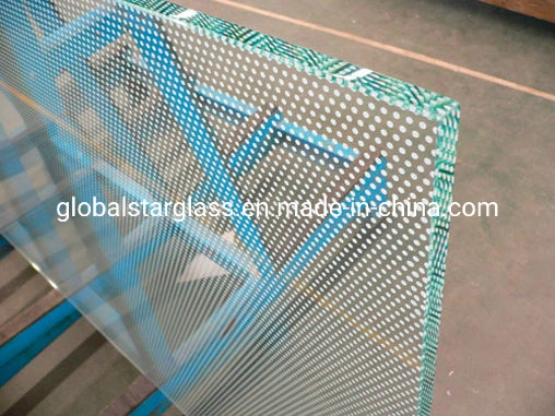 10+10mm Sand Blasted Surface Glass/Acid Etched Decorative Art Anti-Slip Tempered Toughened Glass/Fritted Anti-Slip Glass for Floorings