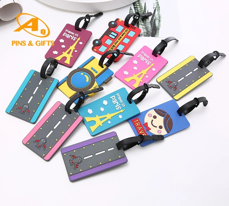 Free Samples Supplier Cheap Fashion Custom Color PU Leather Rubber Soft PVC Bag Luggage Tag for Travel Souvenir Gift