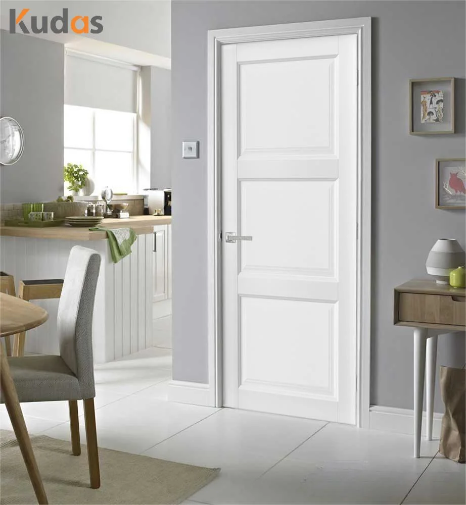 Kudas Panel Interior Bathroom Molded Solid Wood Black Doors for Apartment